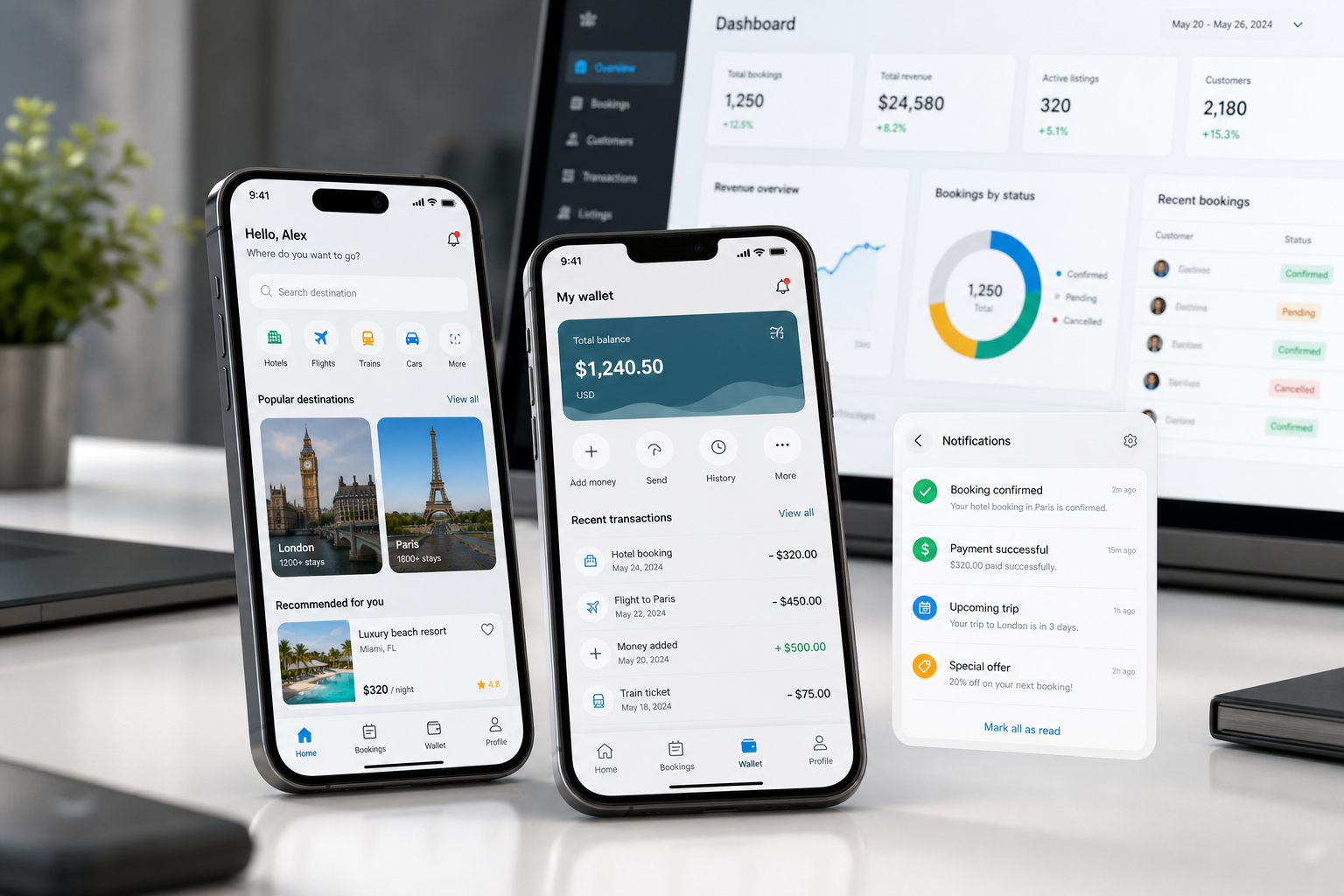 Mobile app development project interface example